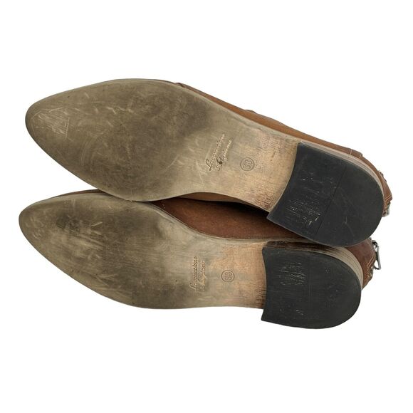 Free People Lost Valley Leather Ankle Bootie 38 7.5 Western Brown Festival Boots - Picture 8 of 12